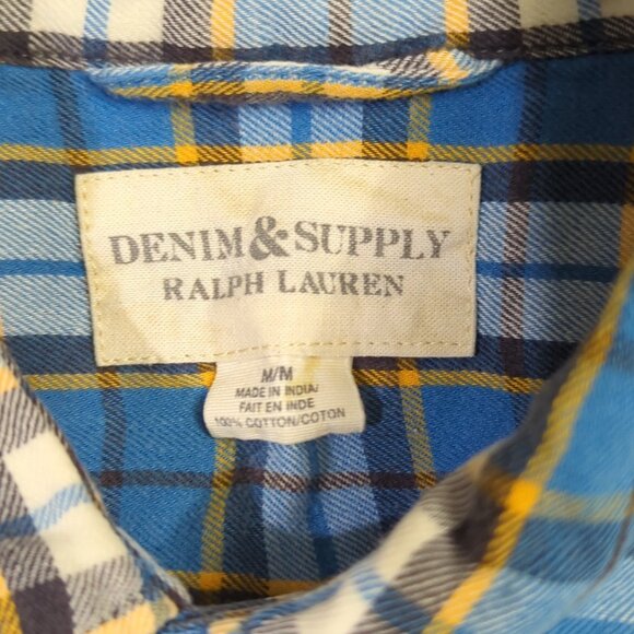 Denim & Supply Ralph Lauren Shirt Mens M Blue Plaid Flannel Long Sleeve Button - Picture 4 of 9